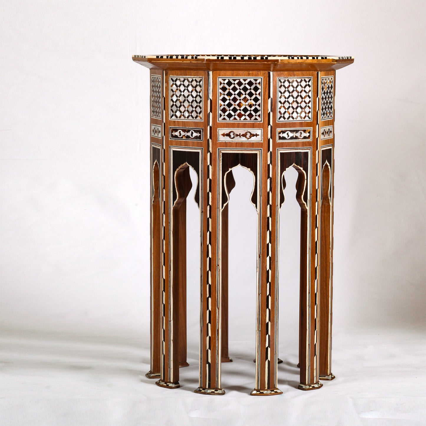 Pair of Ottoman Style Decagonal Inlaid Side Tables