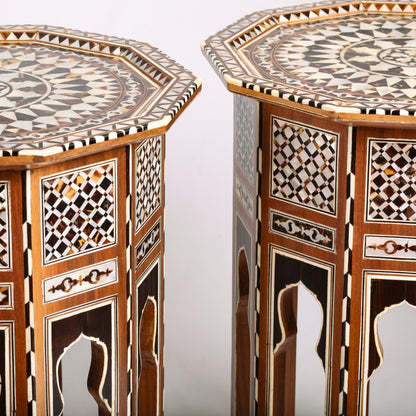Pair of Ottoman Style Decagonal Inlaid Side Tables